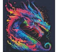 Abillyn Kit de broderie au point de croix motif dragon coloré estampillé avec motif imprimé (dragon)