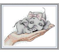 Abillyn Kit de broderie au point de croix Motif éléphant