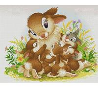 Abillyn Kit de broderie au point de croix Motif famille de lapins