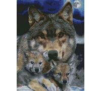Abillyn Kit de broderie au point de croix Motif loup et ourson