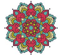 Abillyn Kit de broderie au point de croix Motif mandala rouge et bleu avec motif imprimé (Mandala 2)