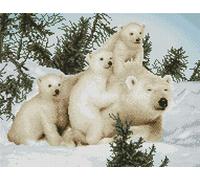Abillyn Kit de broderie au point de croix Motif ours polaire Motif famille d'ours polaires