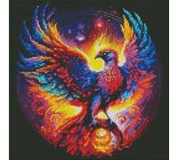 Abillyn Kit de Broderie au Point de Croix Motif Phénix Divin Coloré Estampillé avec Motif Imprimée Kit de Démarrage (Phénix)