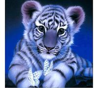 Abillyn Kit de broderie au point de croix Motif tigre et papillon Bleu/blanc