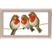 Abillyn Kit de broderie au point de croix Motif trois petits oiseaux estampillés avec motif imprimé (oiseaux 1)