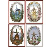 Abillyn Kit de broderie au point de croix quatre saisons dans le monde des sorciers estampillé avec motif imprimé (quatre saisons)
