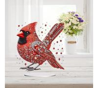 Abillyn Kit de peinture diamant 5D à faire soi-même en forme d'oiseau rouge à suspendre pour la maison, le bureau, la fenêtre (oiseau 1)