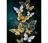 Abillyn Kit de peinture diamant 5D - Motif papillon blanc et doré - Pour adultes et enfants