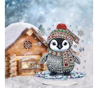 Abillyn Kit de peinture diamant en forme de pingouin mignon 5D à faire soi-même - Décoration de fenêtre pour la maison, le bureau, la fenêtre (pingouin)