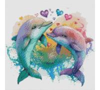 Abillyn Kits de broderie au point de croix Cœur Amour Dauphin estampillé avec motif imprimé Kit de démarrage (Dauphin)