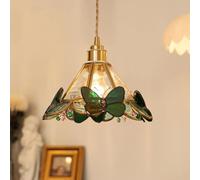 Abinlina Suspension conique antique en vitrail - Mini plafonnier for îlot de et décoration intérieure(Green Butterfly)