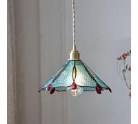 Abinlina Suspension conique antique en vitrail - Mini plafonnier for îlot de et décoration intérieure(Blue)