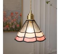 Abinlina Suspension conique antique en vitrail - Mini plafonnier for îlot de et décoration intérieure(Pink)