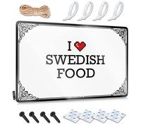 Abipuir Panneau de bar pour décoration d'intérieur I Love Swedish Food Tin Sign Décoration de chambre d'enfant Décor de piscine (couleur : couleur, taille : 20 x 30 cm)