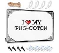 Abipuir Panneaux d'avertissement amusants « I Love My Pug-Coton Tin Sign Vintage Decor Bar Mirrors for Man Cave » (couleur : couleur, taille : 30 x 40 cm)