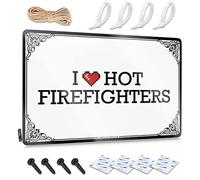 Abipuir Panneaux en étain pour garage « I Love Hot Firefighters » - Décoration murale de salle de bain - Décoration d'intérieur unique (couleur : couleur, taille : 20 x 30 cm)