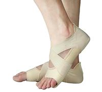ABIRAM Chaussettes de yoga antidérapantes sans orteils, pour pilates, barre, ballet, bikram, entraînement pour femme, beige, Medium