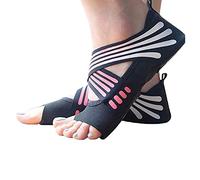 ABIRAM Chaussettes de yoga antidérapantes sans orteils pour Pilates, barre, ballet, bikram, entraînement pour femme