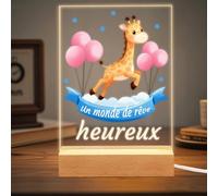 ABirdon Cadeau de Baptême Personnalisé,Veilleuse Lampe de Chevet Bébé Fille ou Garçon, Souvenir de Baptême, Lampe de Chambre, Cadeau d’Anniversaire Original