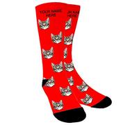 ABIsedrin Chaussette Personnalisé Photo, Chaussette Personnalisée Avec le Visage avec visage d'animal avec visage d'animal (Rouge)