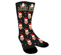 ABIsedrin Chaussettes personnalisées pour le visage, Chaussettes personnalisées avec photo, Chaussettes Noël pour femmes, hommes, Noël, cadeau d'anniversaire, Style 1