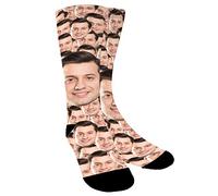 ABIsedrin Homme unisex Chaussettes Personnalisées, Visages Multiples, Cadeau d'anniversaire de Chaussettes d'équipage Photo, Taille unique