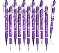 ABIsedrin Stylos Personnalisés Lot de 10 avec Nom Stylo Bille Personnalisé avec Pointe Stylet Gravure Personnalisée Stylo d'Ecriture Lisse Cadeaux pour Anniversaire, Anniversaire ou Diplôme,Violet
