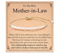 ABISIN Bracelet de perles artificielles pour belle-mère pour femme, maman, anniversaire, Noël, fête des mères, mariage, vacances, 4.5 UK, Acier inoxydable, Pas de gemme