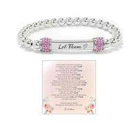 ABISIN Bracelet « Let Them » - Pour femme et homme - Chaîne d'énergie en cristal - Bracelet extensible inspirant en acier inoxydable gravé - Cadeau d'amitié, One Size, Acier allié, Pas de gemme