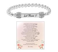 ABISIN Bracelet « Let Them » - Pour femme et homme - Chaîne d'énergie en cristal - Bracelet extensible inspirant en acier inoxydable gravé - Cadeau d'amitié, One Size, Acier allié, Pas de gemme