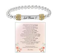 ABISIN Bracelet « Let Them » - Pour femme et homme - Chaîne d'énergie en cristal - Bracelet extensible inspirant en acier inoxydable gravé - Cadeau d'amitié, One Size, Acier allié, Pas de gemme