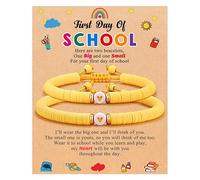 ABISIN Lot de 5 bracelets pour la rentrée des classes Mommy and Me en forme de cœur (jaune)