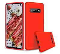 abitku Coque Galaxy S10 Plus Silicone, Liquide Silicone Ultra Mince avec Doux Microfibre Coussin Doublure, Protection Housse Étui pour S10 Plus 6,4" (Rouge)