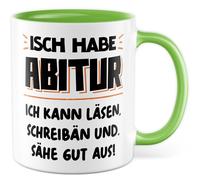 Abitur Tasse avec inscription en allemand « Geschenk Isch habe Abitur ich kann läsen, schreibän und sähe gut aus! » Tasse à café 330 ml en céramique - Diplôme Matura Étudiant Humour