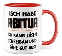 Abitur Tasse avec inscription en allemand « Geschenk Isch habe Abitur ich kann läsen, schreibän und sähe gut aus! » Tasse à café 330 ml en céramique - Diplôme Matura Étudiant Humour
