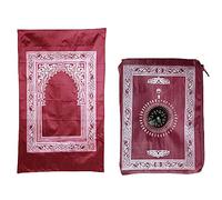 Abiyou 1 Piece Tapis de Prière,Tapis de Prière Musulman,Tapis de Prière de Voyage Islamique,Tapis de Priere de Poche,Voyage Prière Tapis avec Boussole,pour Musulmans,Ramadan,Eid al-Fitr (Rouge)