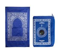 Abiyou 1 tapis de prière musilm, tapis de prière en polyester, tapis de prière de voyage portable avec boussole, pour prière musulmane, cadeaux du Ramadan (60 cm x 100 cm) (bleu)