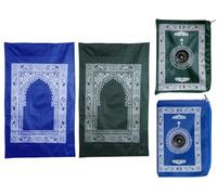 Abiyou 2 Pieces Tapis de Prière,Tapis de Prière Musulman,Tapis de Prière de Voyage Islamique,Tapis de Priere de Poche,Voyage Prière Tapis avec Boussole,pour Musulmans,Ramadan,Eid al-Fitr (Vert,Bleu)