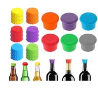 Abiyou 24 Pièces Bouchon de Bouteille en Silicone, Réutilisable Bouchon Silicone, Bouchons de Couronne en Silicone, Bouchon de Bouteille Silicone Couleur, Bière Bouchons à Vin, pour Bouteilles Verre