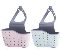 Abiyou 2PCS Support d'Évier Suspendu, Éponge à Savon Égouttoir Panier Suspendu, Panier Suspendu de Type Égouttoir, Panier Évier Rack, Porte Éponge en Caoutchouc, pour Cuisine, Bains,Lavabo(Rose, Bleu)