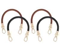 Abiyou 4 Pièces Anse Tressée de Sac à Main, 40CM Poignées de Sac en Cuir, Anse Tressée avec Boucle, Anse de Sac Cuir DIY, Poignée Anse en PU Cuir, pour Portefeuille, Sac à Main, Sac DIY(Noir, Brun)