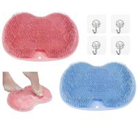 Abiyou Brosse Pieds Douche, 2 Pièces Épurateur de Pieds de Douche,Nettoyeur de Dos avec Ventouse,Foot Scrubber Douche avec Antidérapant Ventouses Envoyer Crochet Adhésif,pour Soin des Pieds(Bleu+Rose)