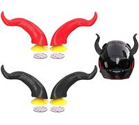 Abiyou Corne de Casque de Moto, 4 Pièces Casque en Corne de Diable, Accessoire Casque Moto, Décoration de Corne de Diable, Casques de Moto Corne, pour Casque de Moto (Rouge + Noir)