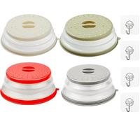 Abiyou Couvercle Pliable pour Micro-Ondes, 4 Pièces Cloche Micro-Ondes Rétractable,Couvercle Chauffant des Aliments,Couvercle Anti-Éclaboussures Micro-Ondes Envoyer Crochet Adhésif,pour Fruits,Légumes
