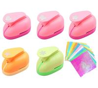 Abiyou Mini perforatrice décorative, 5 pièces, perforatrice, motif d'envoi de 50 cartes, poinçonneuse pour carté, mini perforateur, cercle, perforateur, pour bricolage, album photo