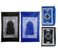 Abiyou Musilm Lot de 2 tapis de prière en polyester portable avec boussole pour prière musulmane, cadeaux du Ramadan (60 x 100 cm)