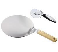 Abiyou Ronde Pelle à Pizza, Pelle Pizza avec Poignée Envoyer Roulette à Pizza, Palette à Pizza Ronde, Pelle à Pizza en Acier Inoxydable, pour Pizzas Faites Maison, Pâtisseries, Pâte (10 Pouces)