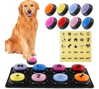 Abizarch Lot de 8 boutons pour la communication vocale, enregistrement des mots pour parler et répondre, boutons de 30 secondes personnalisés, sonnerie, meilleurs jouets pour chien (8 pièces)