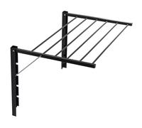 Sèche-linge mural pliable Inclinable avec 6 barres de séchage - Noir - Longueur de séchage 3,60 cm