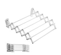 ABJ Séchoir à Linge Mural, télescopique, pour Le Mur, accordéon, Support Mural (80 cm, Blanc)